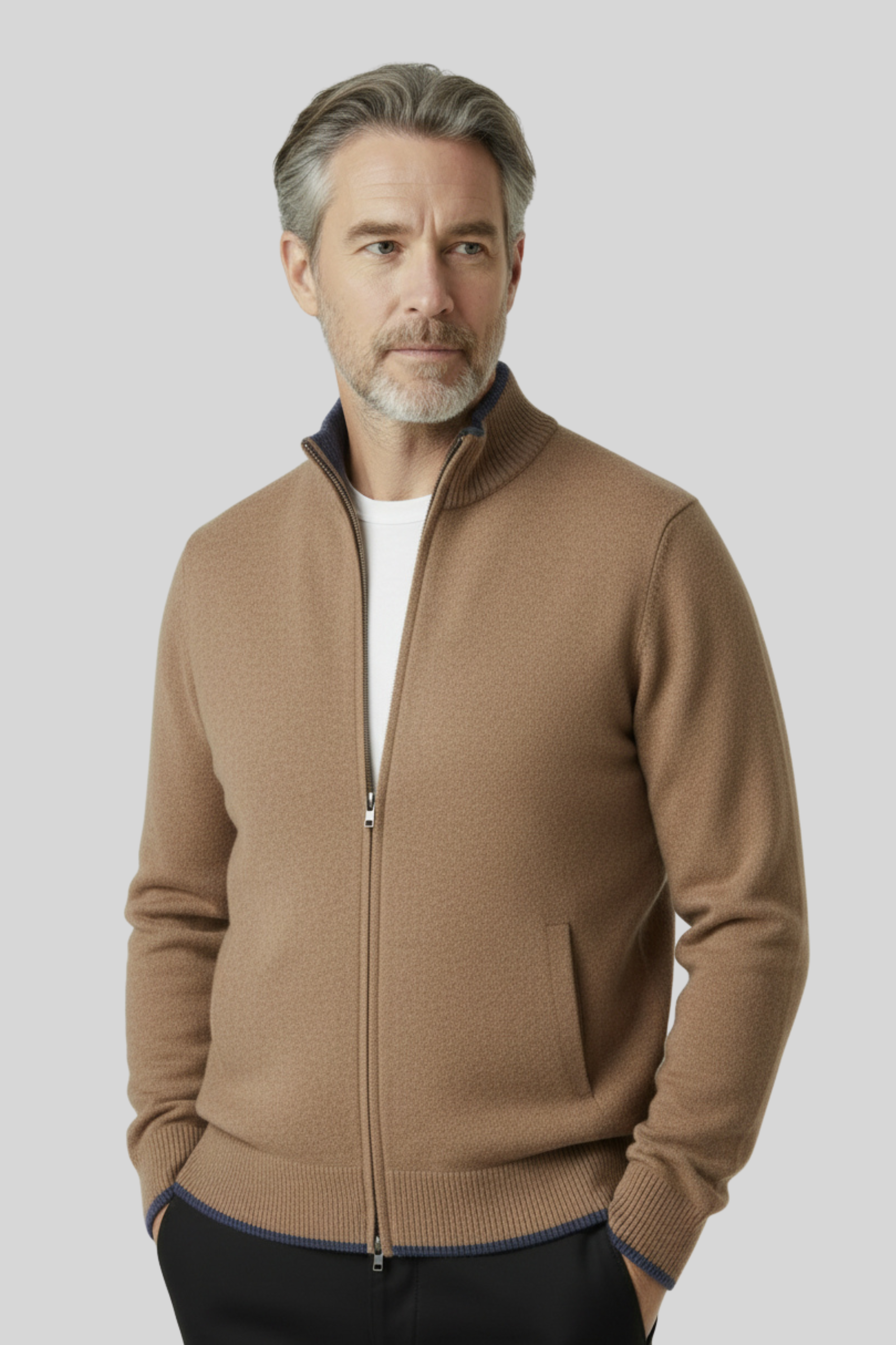 Cashmere Zip Cardigan